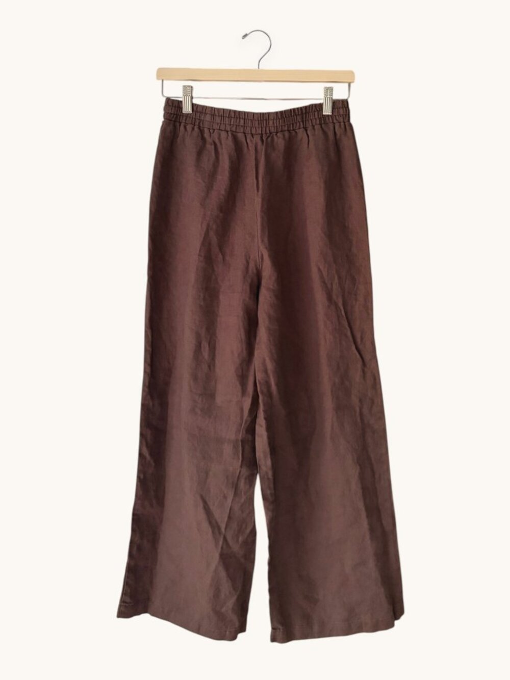 Banana Republic High-Rise Wide-Leg Linen Pull-On Pants, Brown, Size Small - Picture 2 of 4
